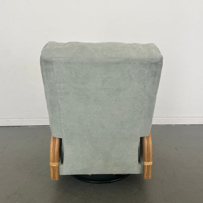 Vintage Rattan Swivel Glider Recliner Green