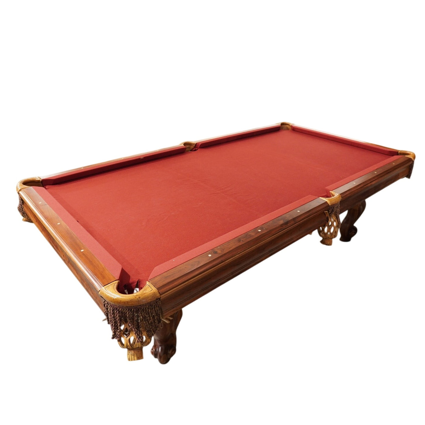 Solid Wood Pool Table – Ornate Carved Legs – 3-Piece Slate