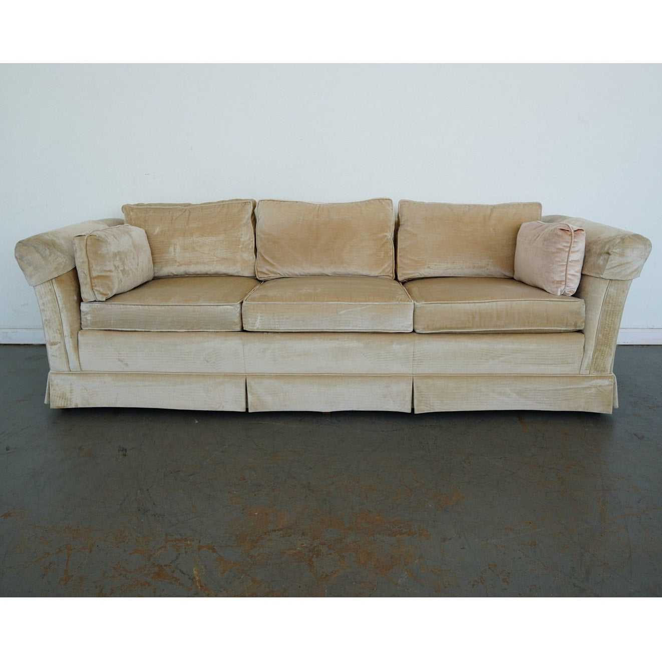 Vintage Drexel Heritage Skirted Velvet Sofa