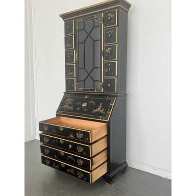Vintage Jasper Cabinet Co. Black Lacquer Secretary Desk