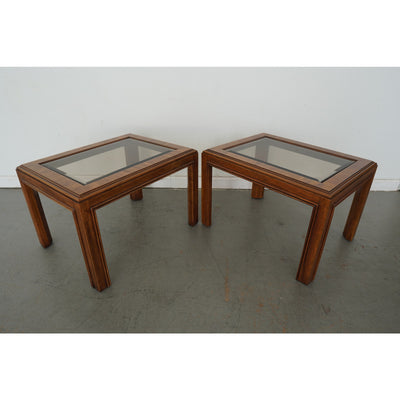Vintage Drexel Heritage Accolade Collection Glass-Top End Tables (Set of 2)