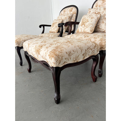 Vintage French Provincial Lounge Chairs & Ottomans (Set of 2)