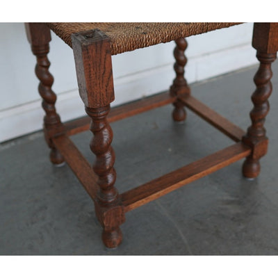 Antique Barley Twist Rush Seat Stool