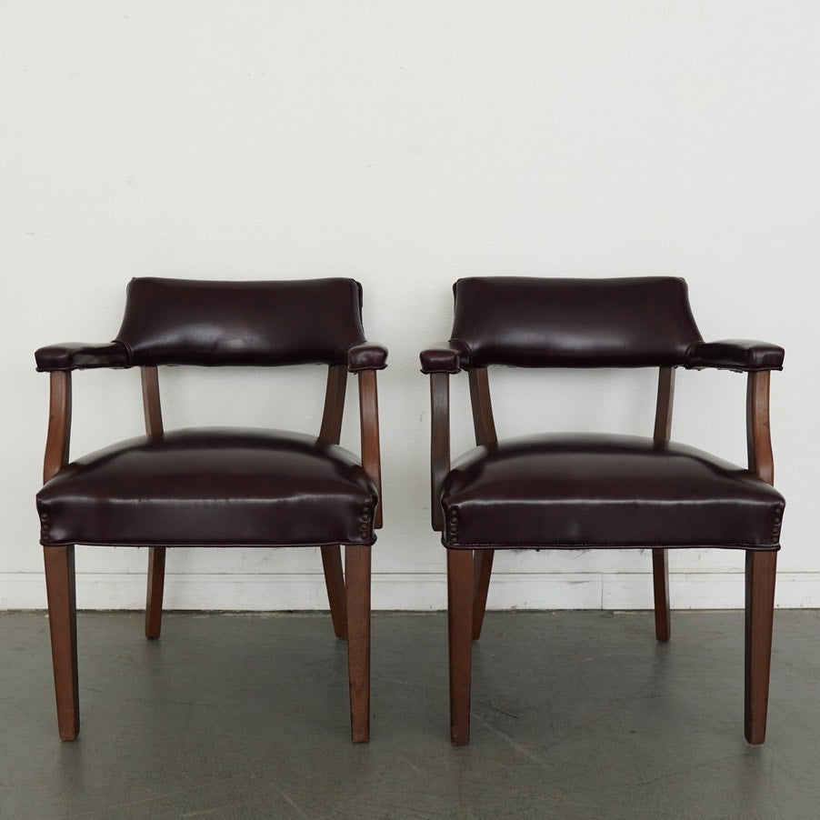 Hickory Leather Co. Burgundy Arm Chairs (Set of 2)