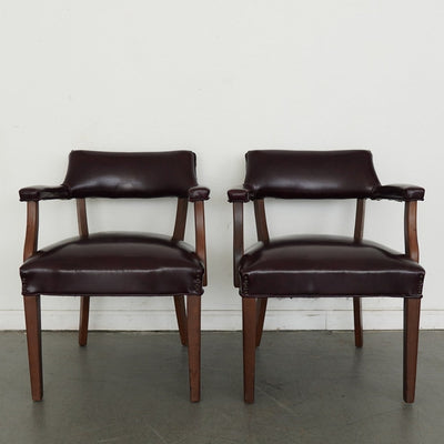 Hickory Leather Co. Burgundy Arm Chairs (Set of 2)
