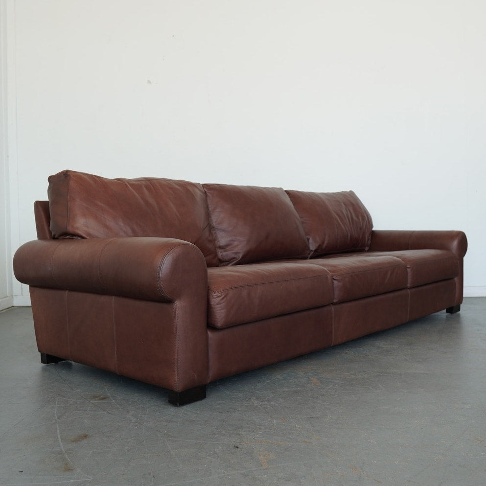 Pottery Barn Turner Roll Arm Leather Sofa
