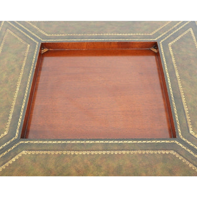 Maitland Smith Green Leather Top Game Table