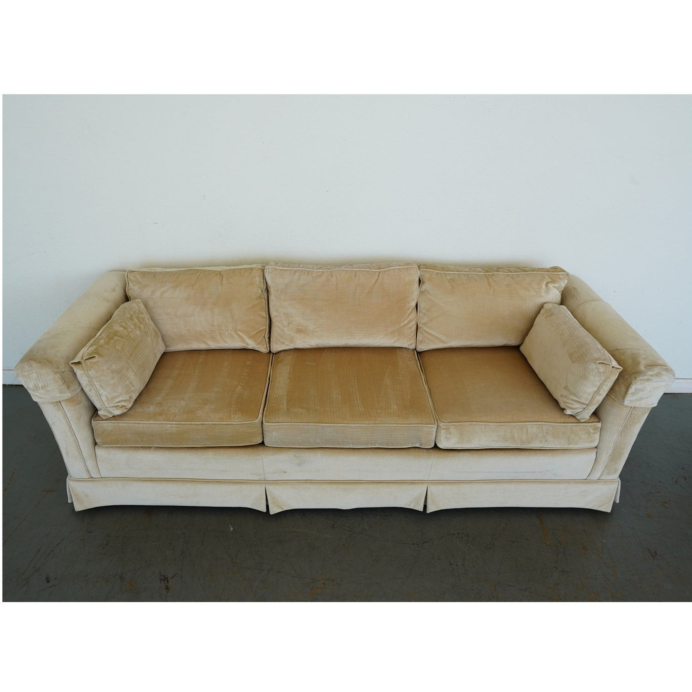 Vintage Drexel Heritage Skirted Velvet Sofa
