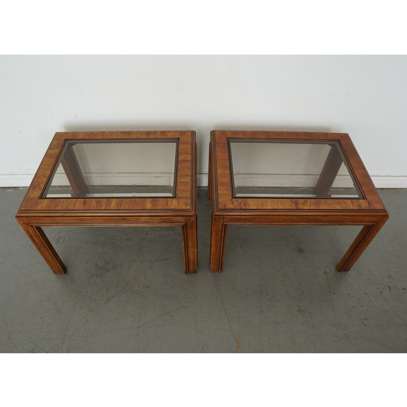 Vintage Drexel Heritage Accolade Collection Glass-Top End Tables (Set of 2)