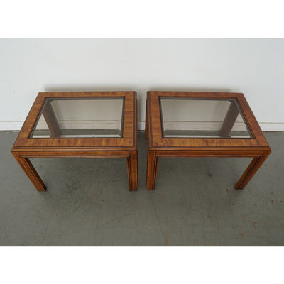 Vintage Drexel Heritage Accolade Collection Glass-Top End Tables (Set of 2)