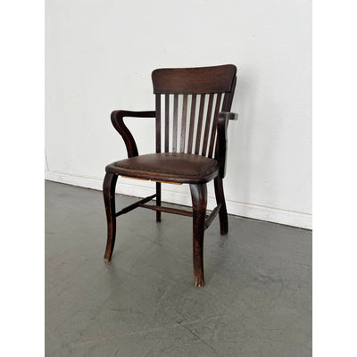 Vintage Wooden & Leather Captain's Chair