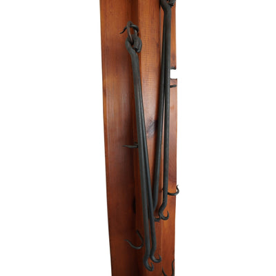 Vintage Rustic Wood & Iron Wall Pot Rack