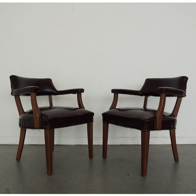 Hickory Leather Co. Burgundy Arm Chairs (Set of 2)