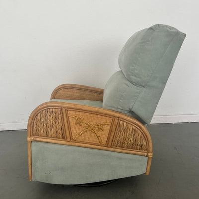 Vintage Rattan Swivel Glider Recliner Green