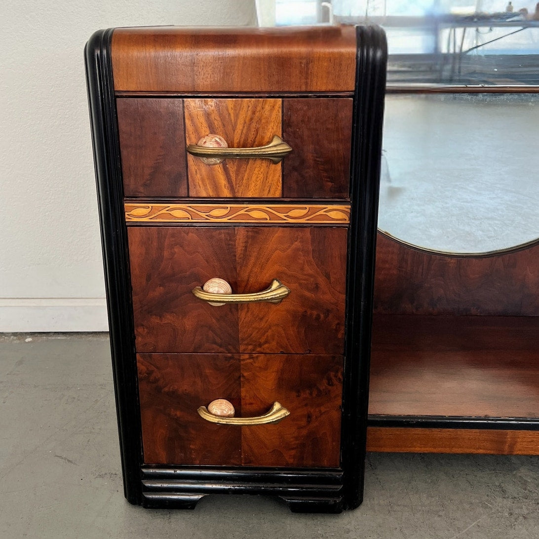 Vintage Doernbecher Furniture Co. Art Deco Waterfall Vanity & Stool