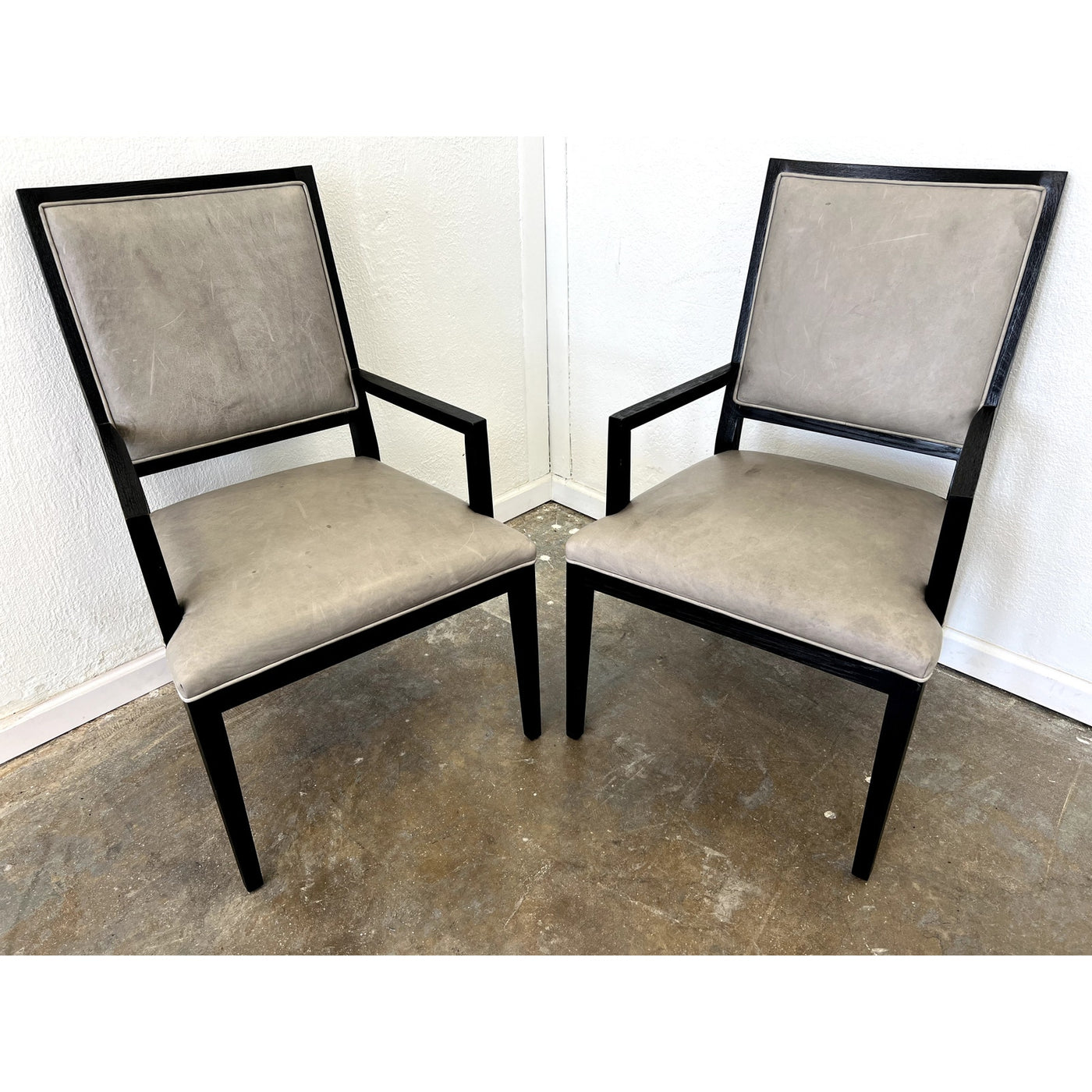 Restoration Hardware French Contemporary Leather Armchairs (Set of 2)