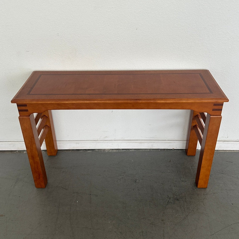 Mixed Wood Console Table with Inlay Top