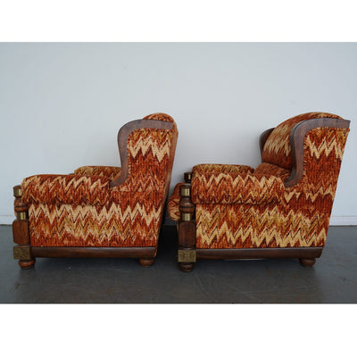 Vintage Riverside Upholstery Lounge Chairs & Ottomans (Set of 4)