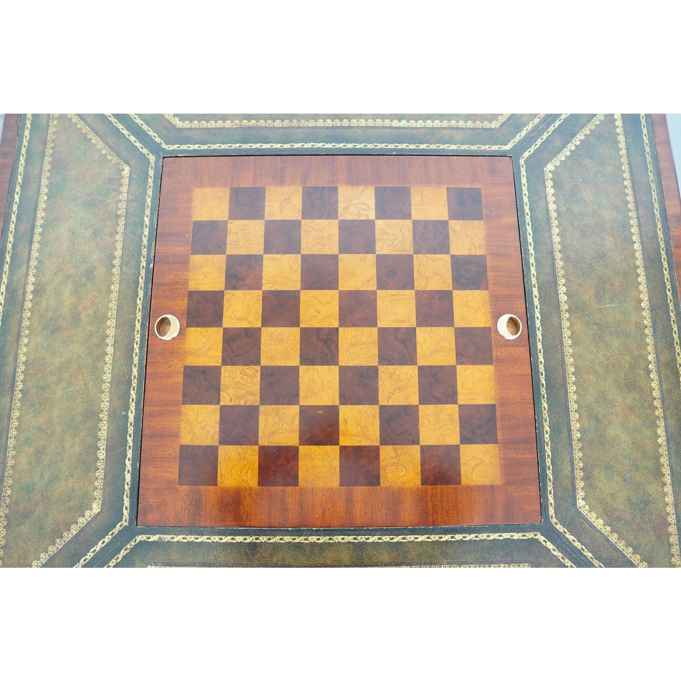 Maitland Smith Green Leather Top Game Table