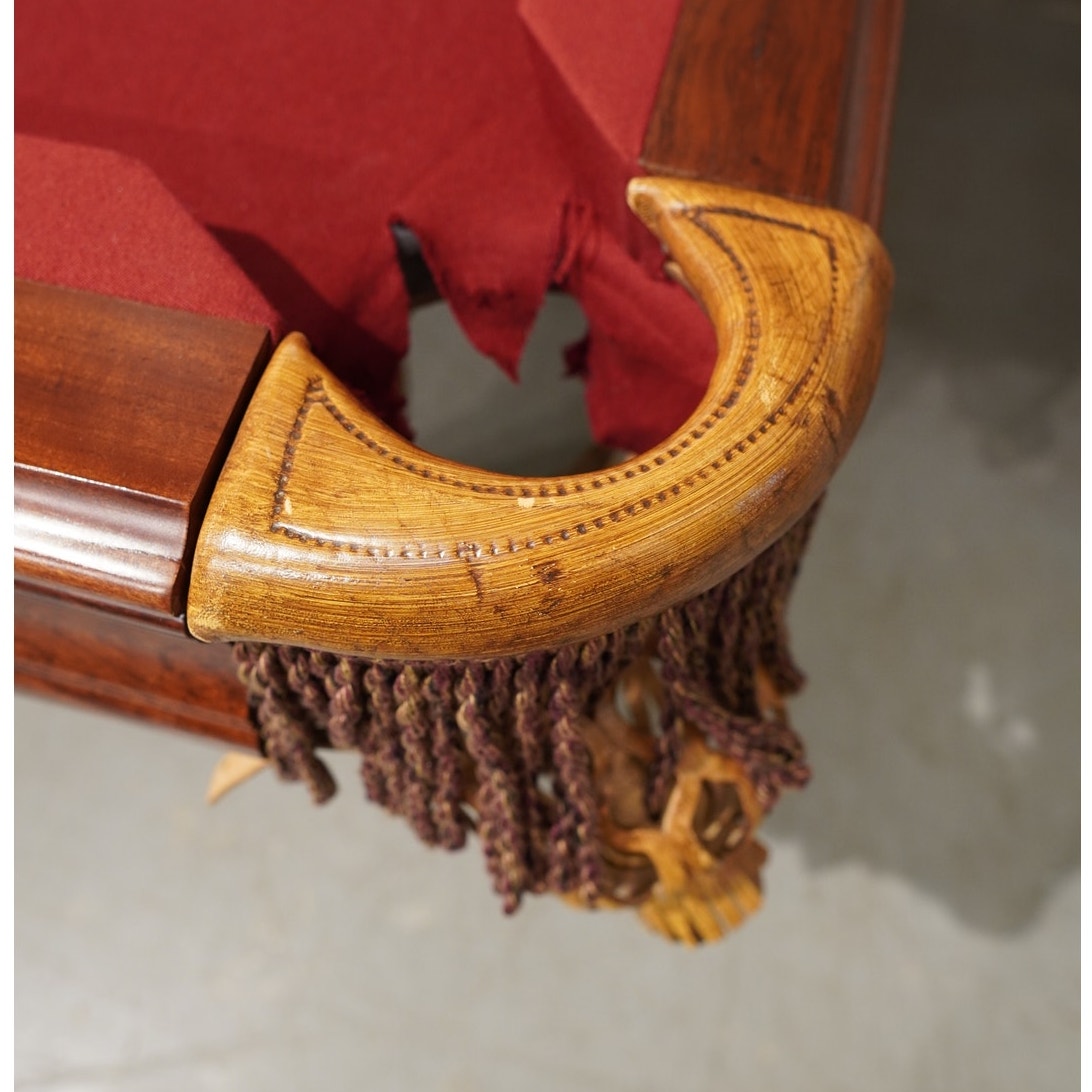 Solid Wood Pool Table – Ornate Carved Legs – 3-Piece Slate