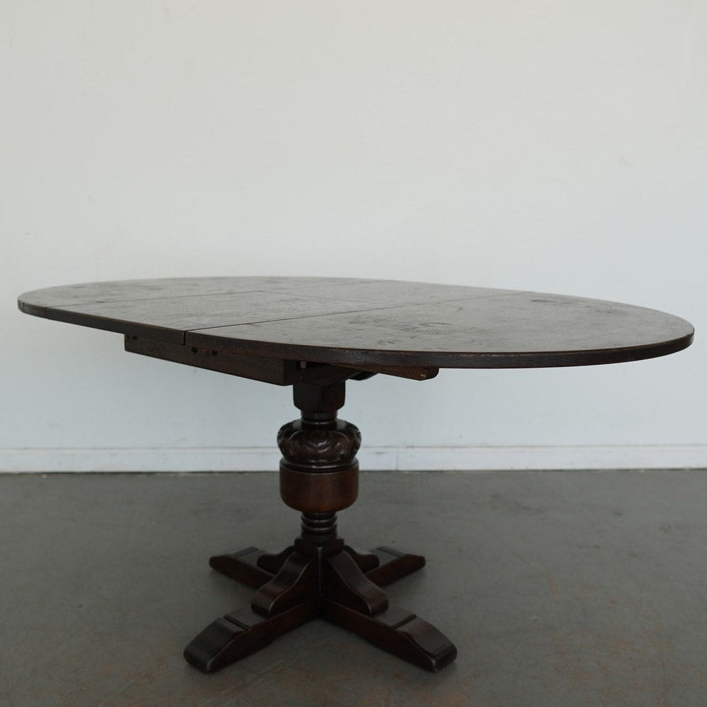 Vintage Jaycee English Oak Extendable Pedestal Dining Table