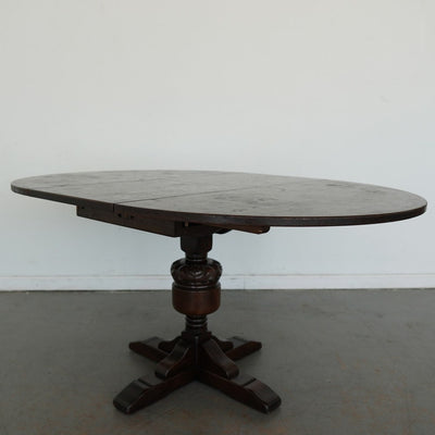 Vintage Jaycee English Oak Extendable Pedestal Dining Table