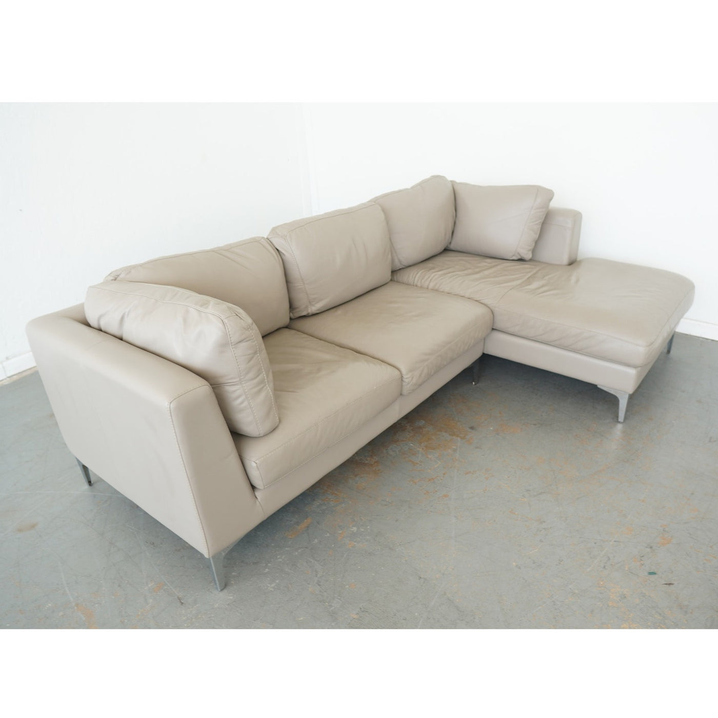 Design Within Reach Albert Leather Sofa with Chaise
