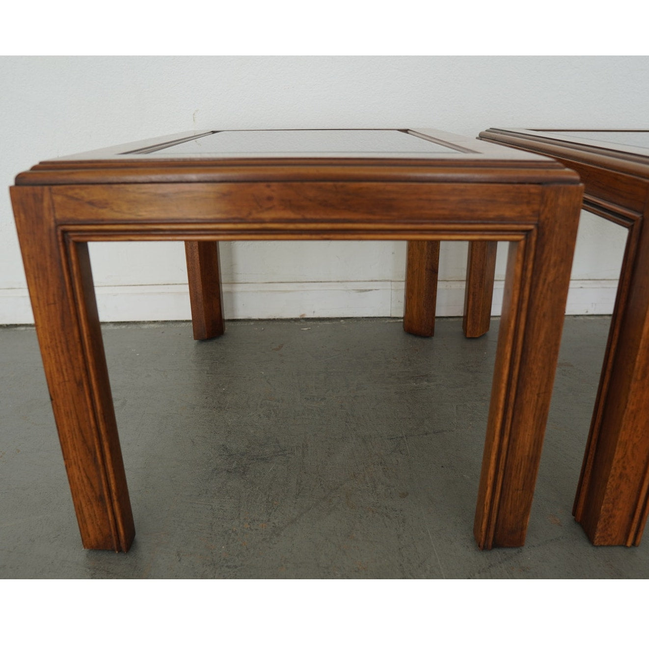 Vintage Drexel Heritage Accolade Collection Glass-Top End Tables (Set of 2)