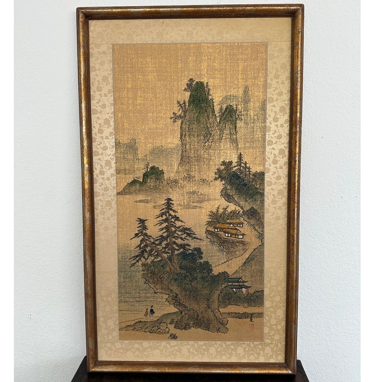Vintage Framed Asian Landscape Art Prints (Set of 2)
