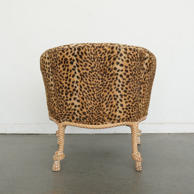 Napoleon III Style Rope-Carved Leopard Print Accent Chair