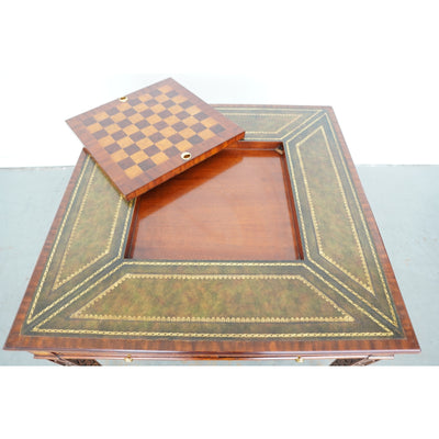 Maitland Smith Green Leather Top Game Table