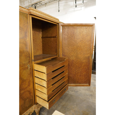 Antique French Rococo Revival Triple Wardrobe Armoire