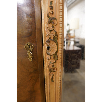 Antique French Rococo Revival Triple Wardrobe Armoire