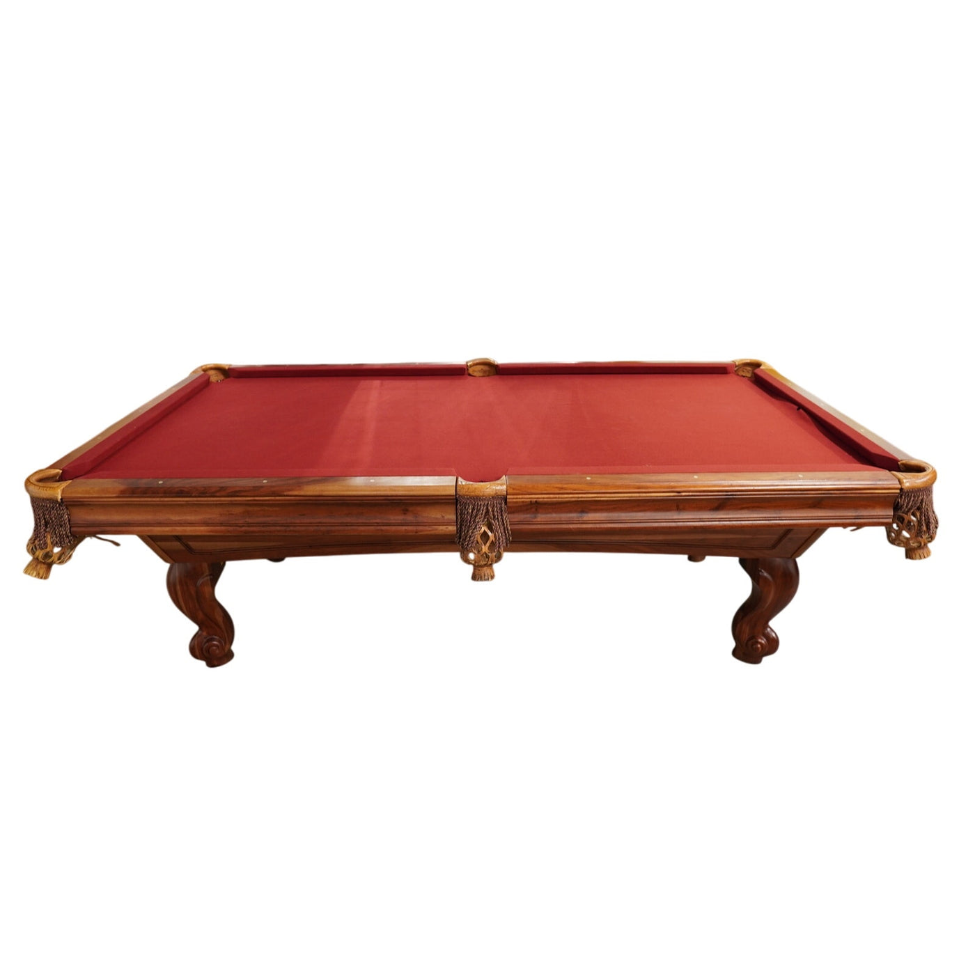 Solid Wood Pool Table – Ornate Carved Legs – 3-Piece Slate