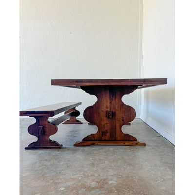 James + James Dining Rounded Trestle Table and Bench