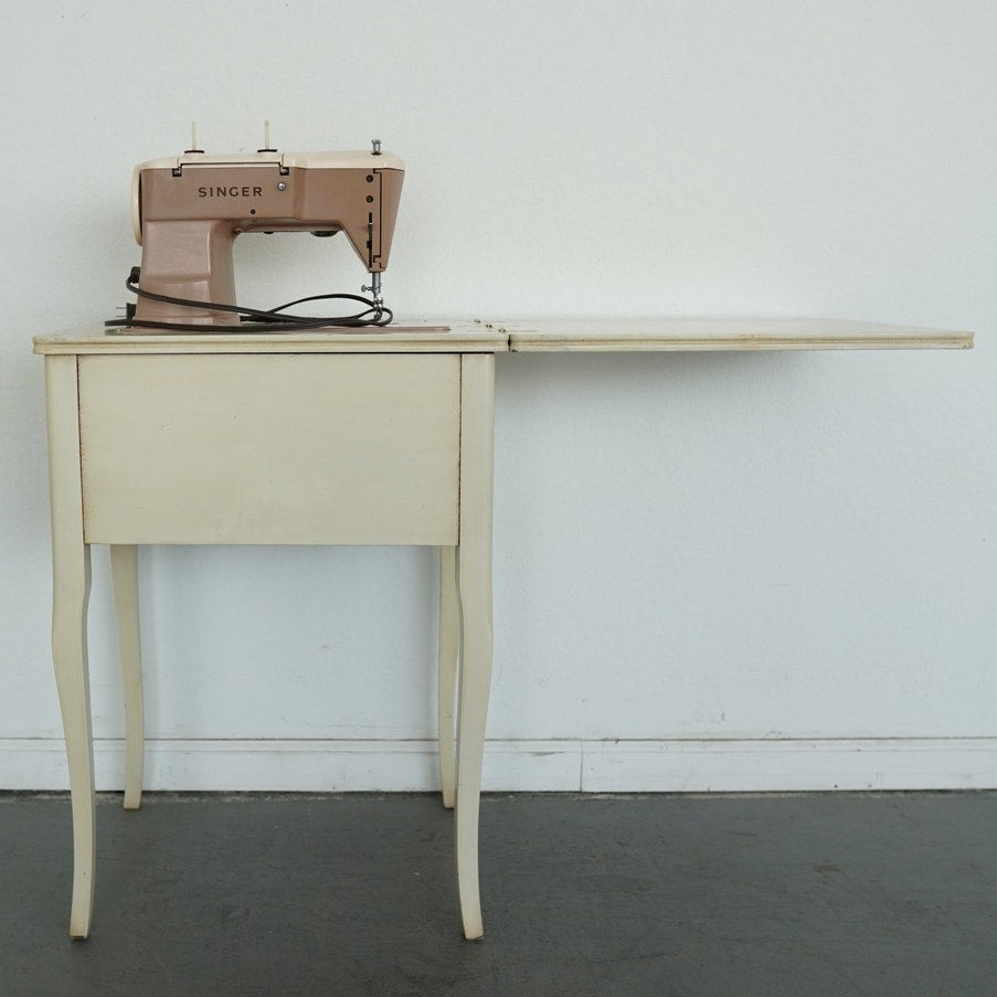 Vintage Singer Sewing Machine in French Provincial Cabinet