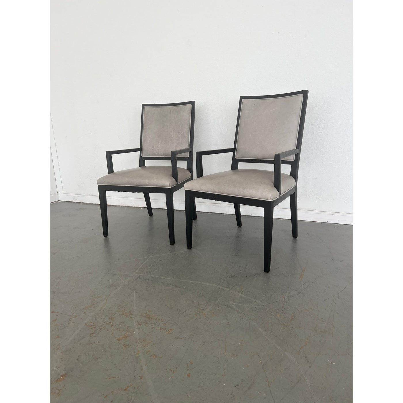 Restoration Hardware French Contemporary Leather Armchairs (Set of 2)