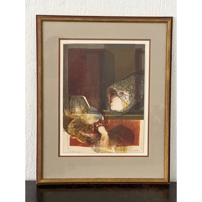 Sunol Alvar “Woman Holding Dove” Signed Limited Edition Lithograph – Framed