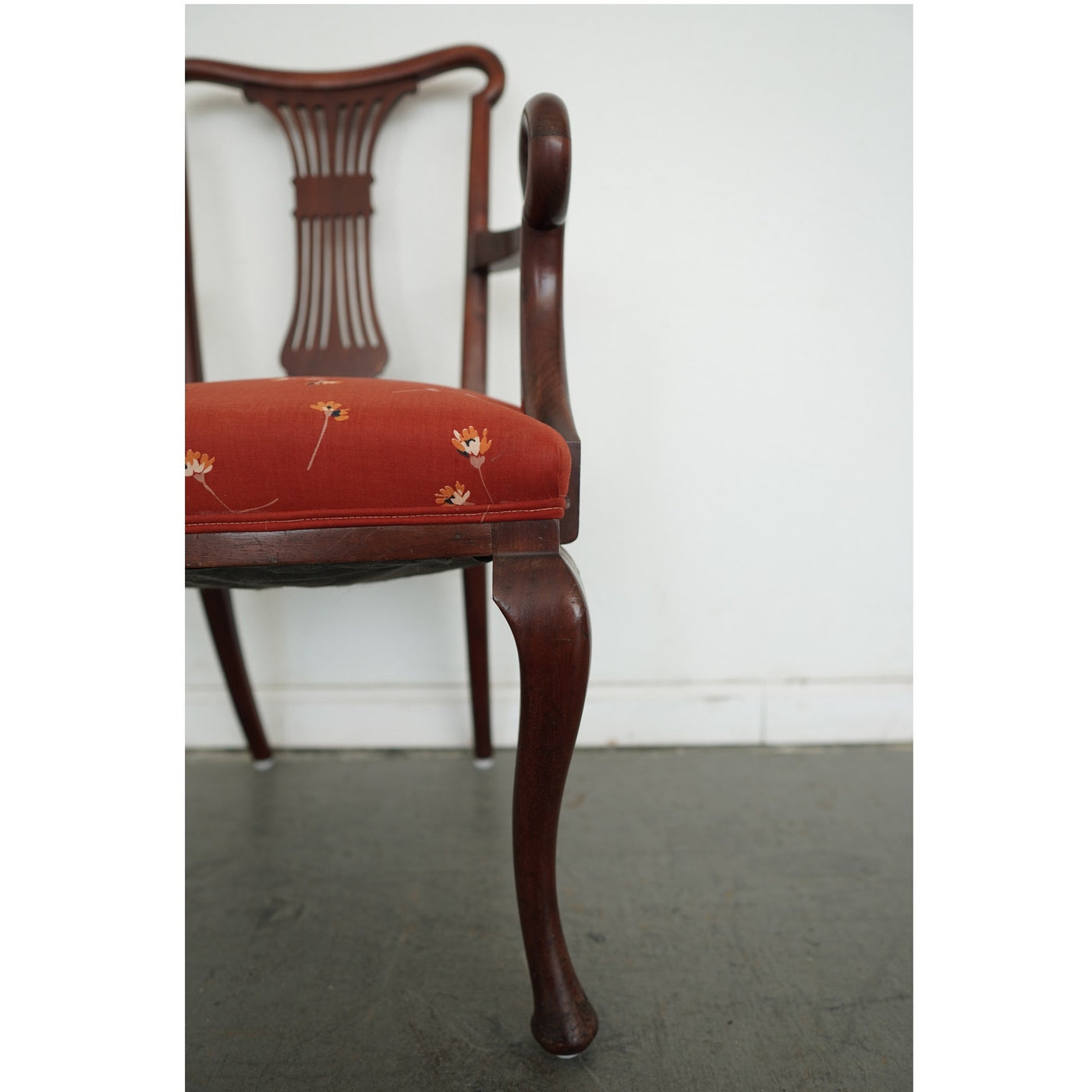 Vintage Mahogany Lyre-Back Armchair