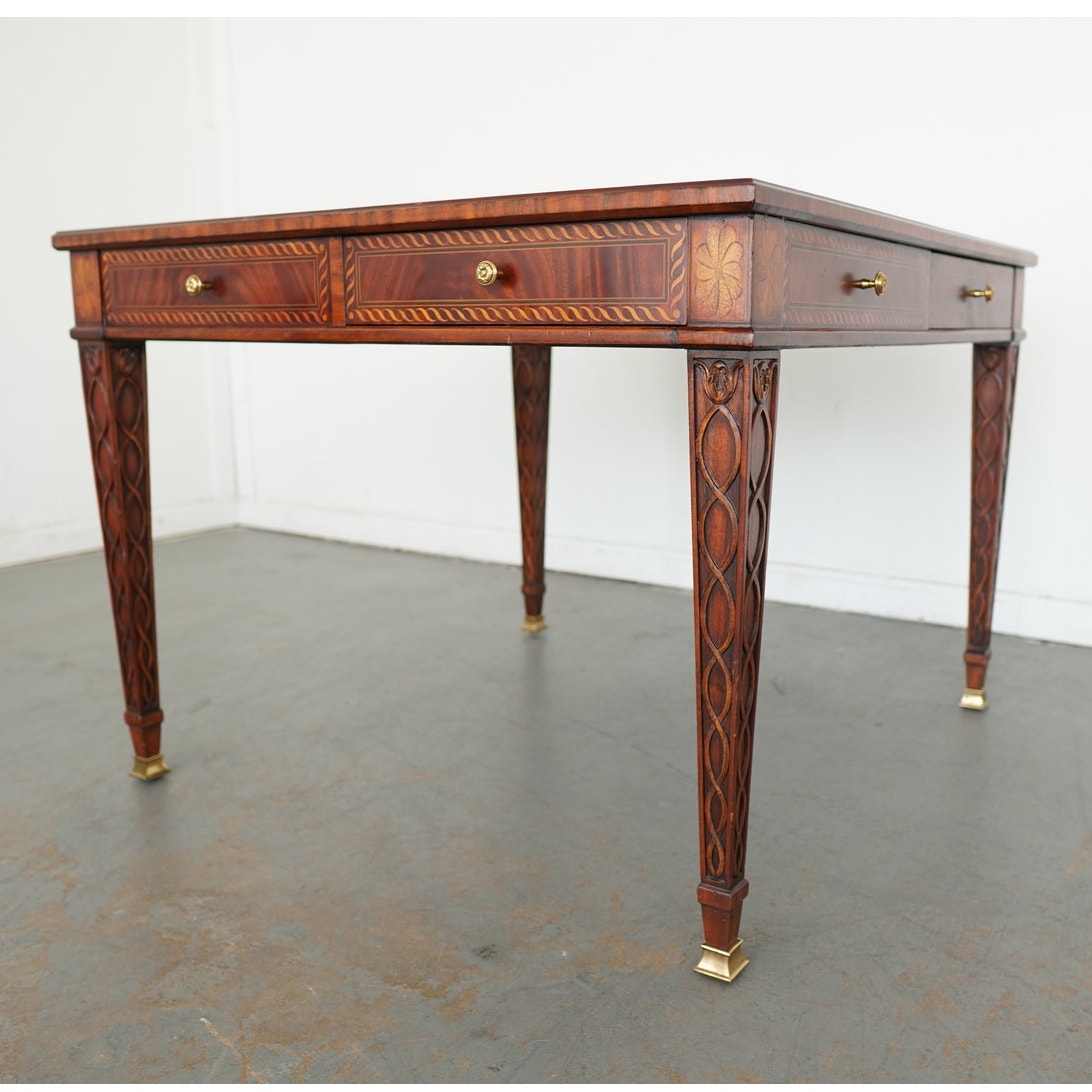 Maitland Smith Green Leather Top Game Table