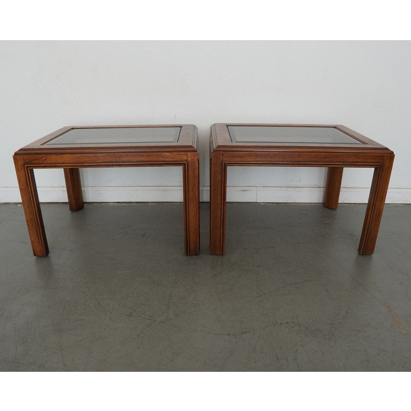 Vintage Drexel Heritage Accolade Collection Glass-Top End Tables (Set of 2)