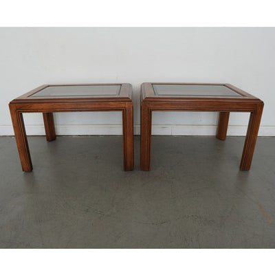 Vintage Drexel Heritage Accolade Collection Glass-Top End Tables (Set of 2)