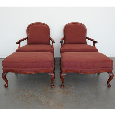 Vintage Bassett French Provincial Lounge Chairs & Ottomans (Set of 4)