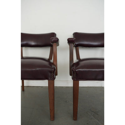 Hickory Leather Co. Burgundy Arm Chairs (Set of 2)