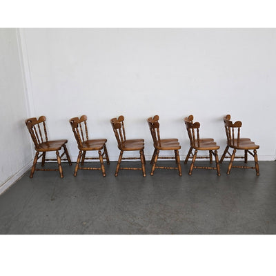 Vintage Tell City Solid Maple Colonial Spindle Back Side Chair (Set of 6)