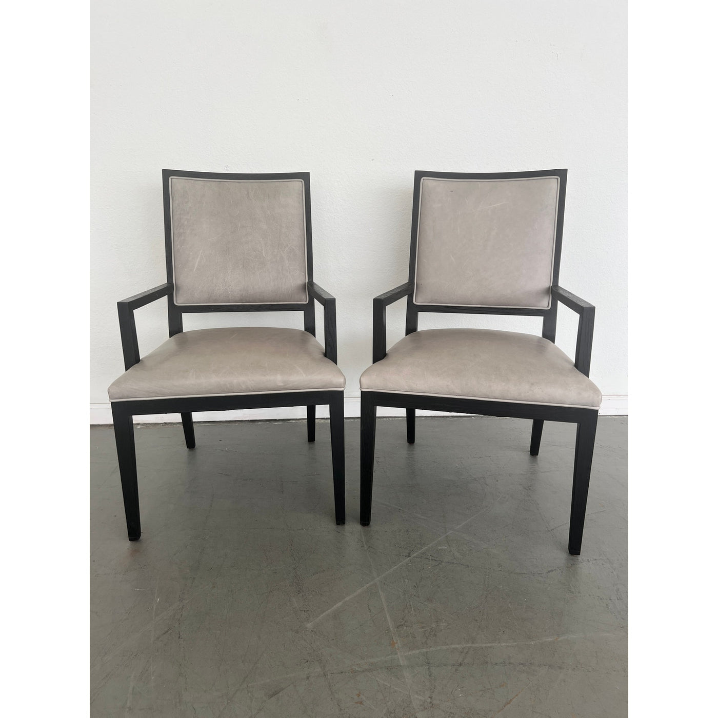 Restoration Hardware French Contemporary Leather Armchairs (Set of 2)
