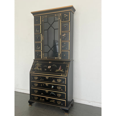 Vintage Jasper Cabinet Co. Black Lacquer Secretary Desk