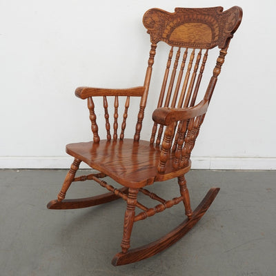 Vintage Carved Oak Rocking Chair