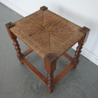 Antique Barley Twist Rush Seat Stool