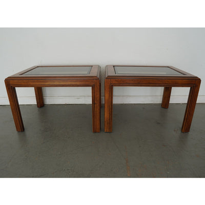 Vintage Drexel Heritage Accolade Collection Glass-Top End Tables (Set of 2)